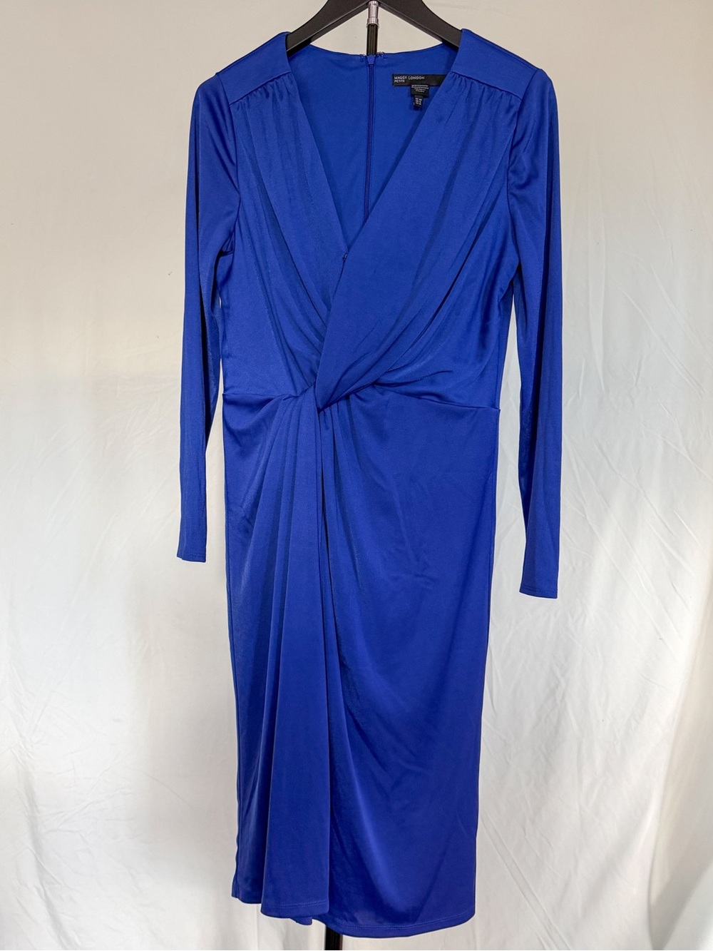 Maggie London Blue Knot-Front Long Sleeve Dress